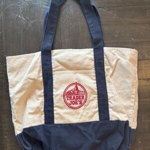 Trader Joe's Canvas Tote Bag - Cream and Navy